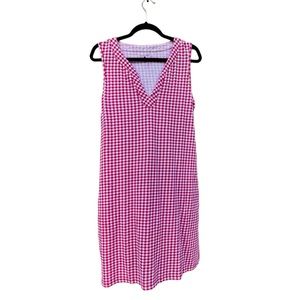 Draper James for Lands End Gingham Check Red White Sleeveless Shift Dress Medium